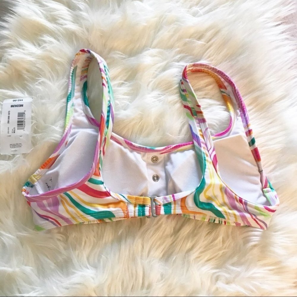 SUGAR BEACH Top With removable pads Swim Swimsuit Multicolor Size M New - Picture 5 of 11